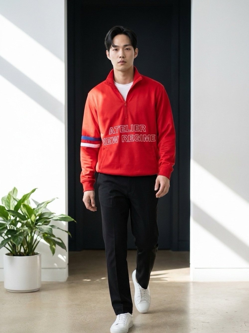 Men's Red Half-Zip Sweater